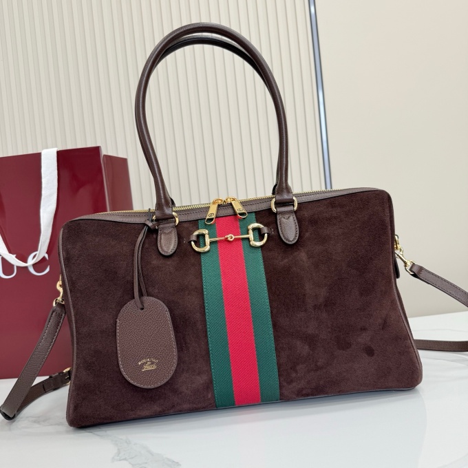 gucci borsetto large smooth leather horsebit web stripe hand crossbody boston bag #866734